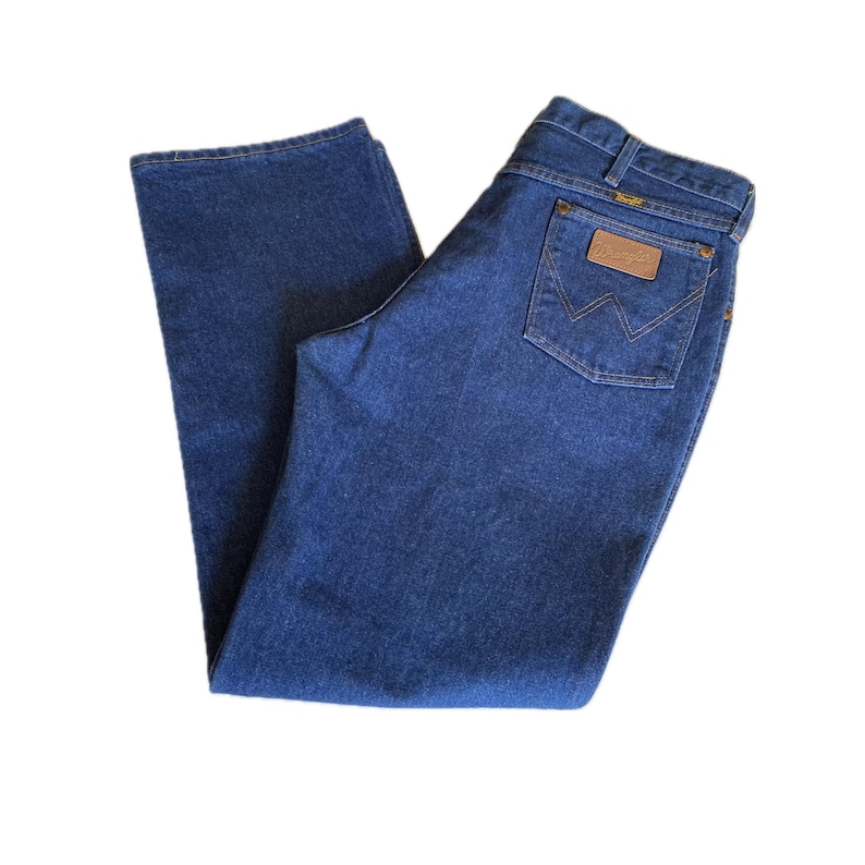 36W - 1970s Jeans Wrangler Straight Leg, Made in USA Western Denim Blue 36x30 image 1