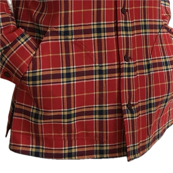 1960s Mens Brown and Red Plaid Jacket