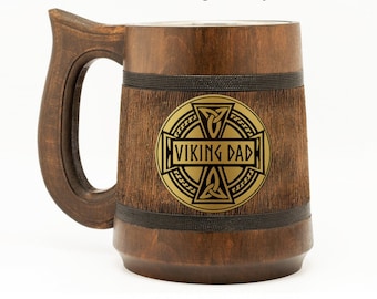 Viking Dad Mug Gift For Father Dad Birthday Gift Mugs For Dad Fathers Day Gifts Engraved Dad Gift From Son Viking Present Fathers Day Wood