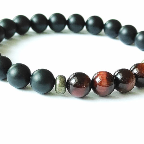 Bracelet taurus eyes et onyx black Matt, bracelet men