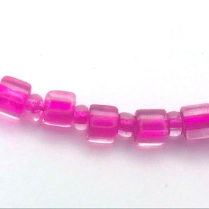 Pink & Clear Glass Cube Beads: 4mm, 33 Strands