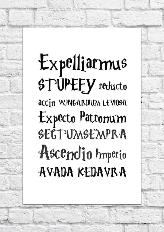 Harry Potter Magical Spells Poster/Art Print A4 Size Etsy