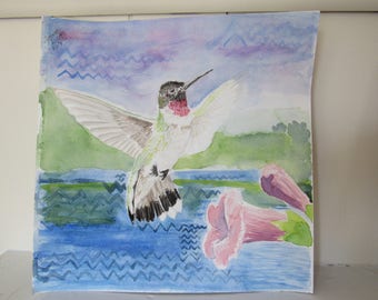 Hummingbird watercolor painting