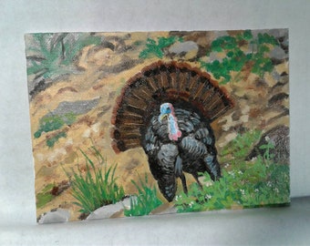 Thankful Turkey original paiting Snapshots Series on panel in oils