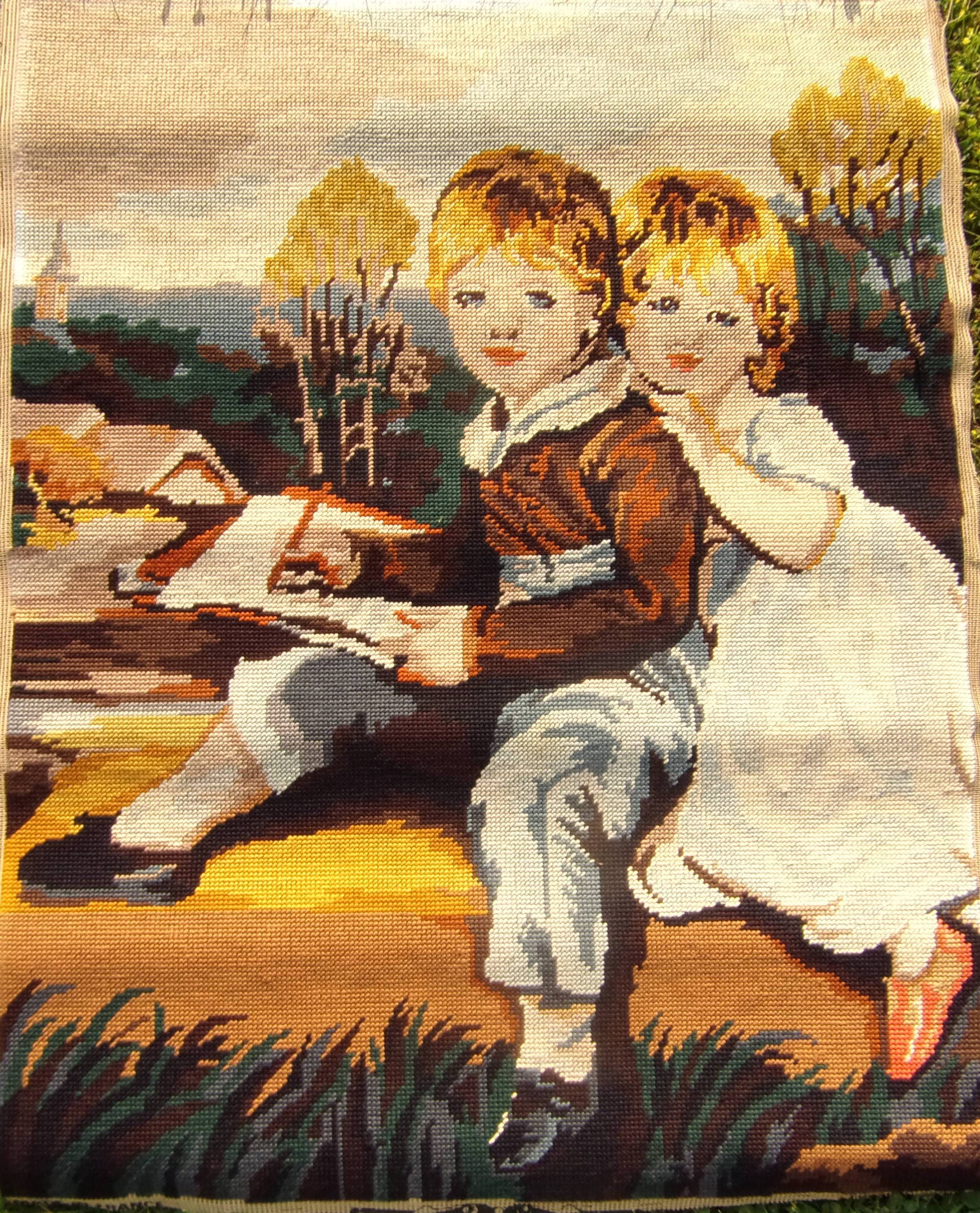 Les Enfants Bowden Needlepoint Lienzo completo con lanas. Etsy