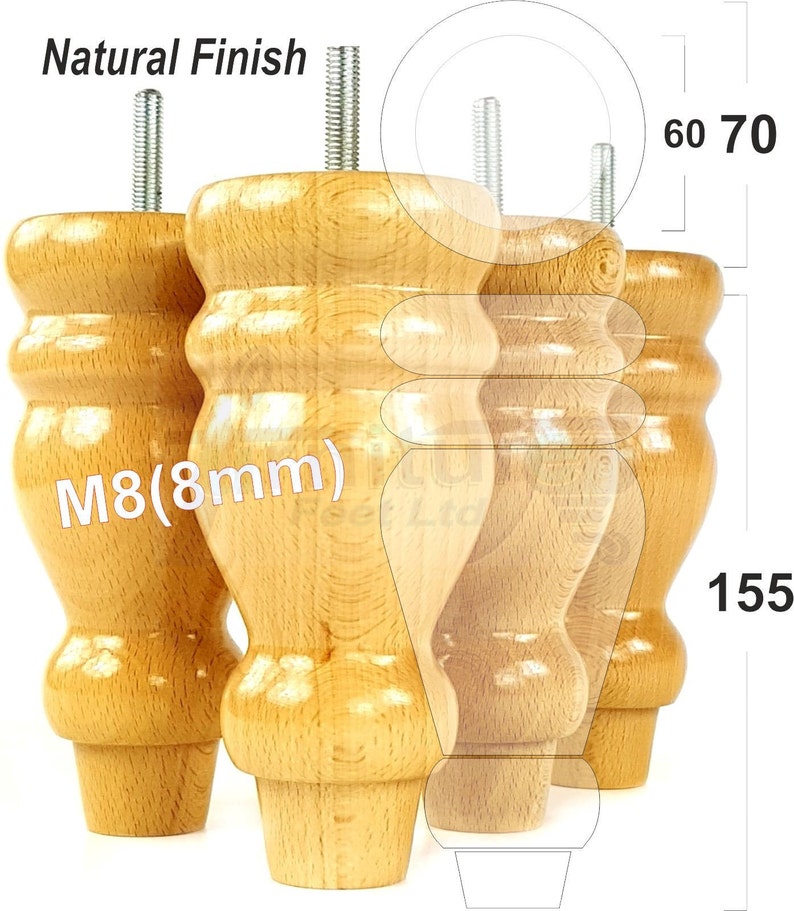 Wooden Furniture Feet Replacement Sofa Legs 155mm High for Etsy Australia