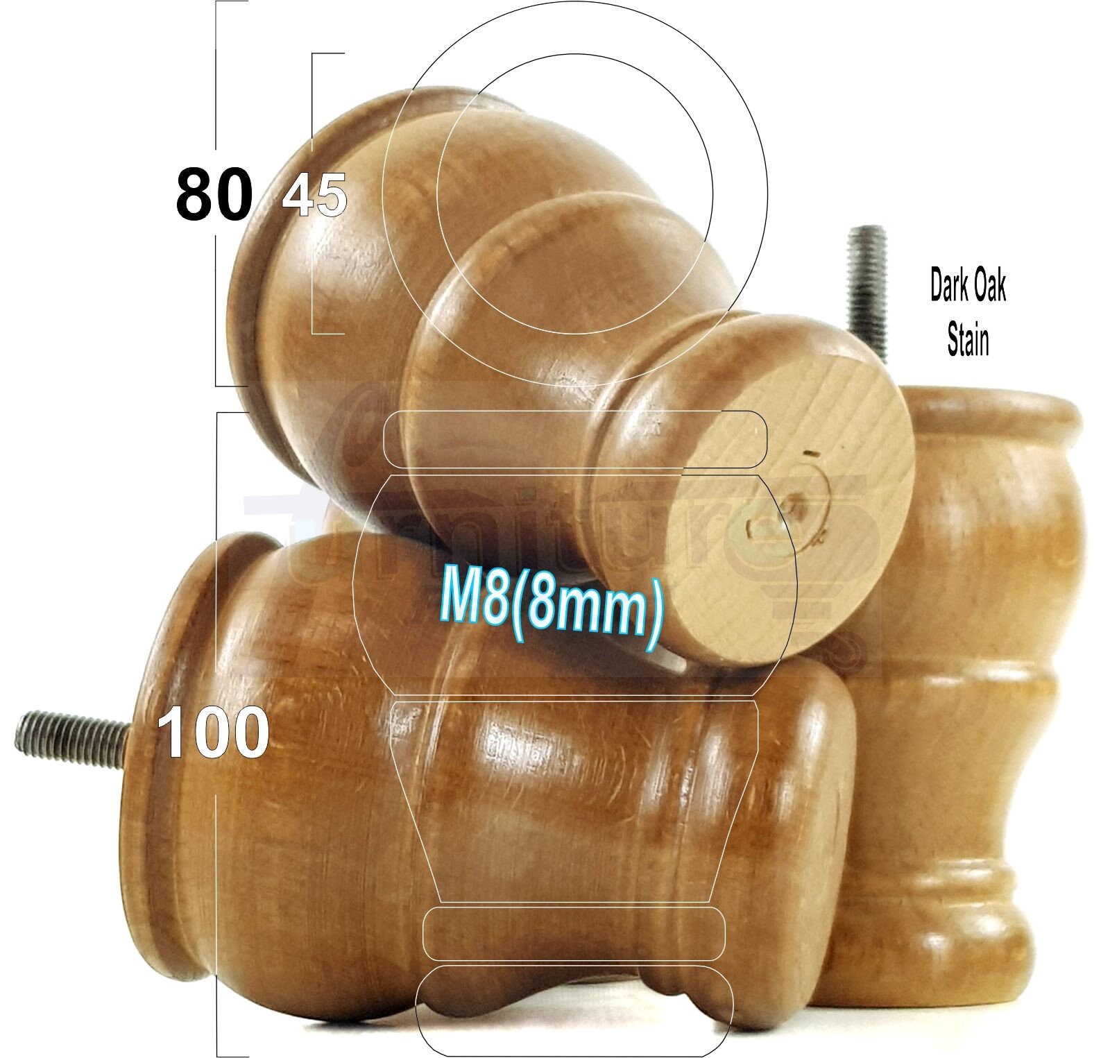 4 Solid Wood Turned Bun Feet Round Replacement Furniture Legs Etsy UK