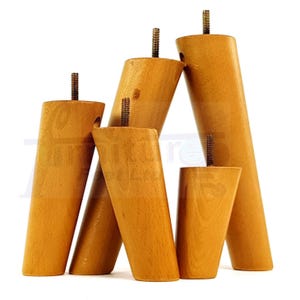 4本の角度付き家具脚（交換用ミッドセンチュリーレトロ脚、高さ100mm～240mm、M8ソファ、椅子、スツール、キャビネット、ベッド用、オーク仕上げ）