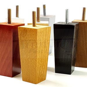 4x Furniture Legs Solid Wood Block Replacement Square Feet 120mm High Chairs Stools Sofas Beds Settees Cabinets M8(8mm)