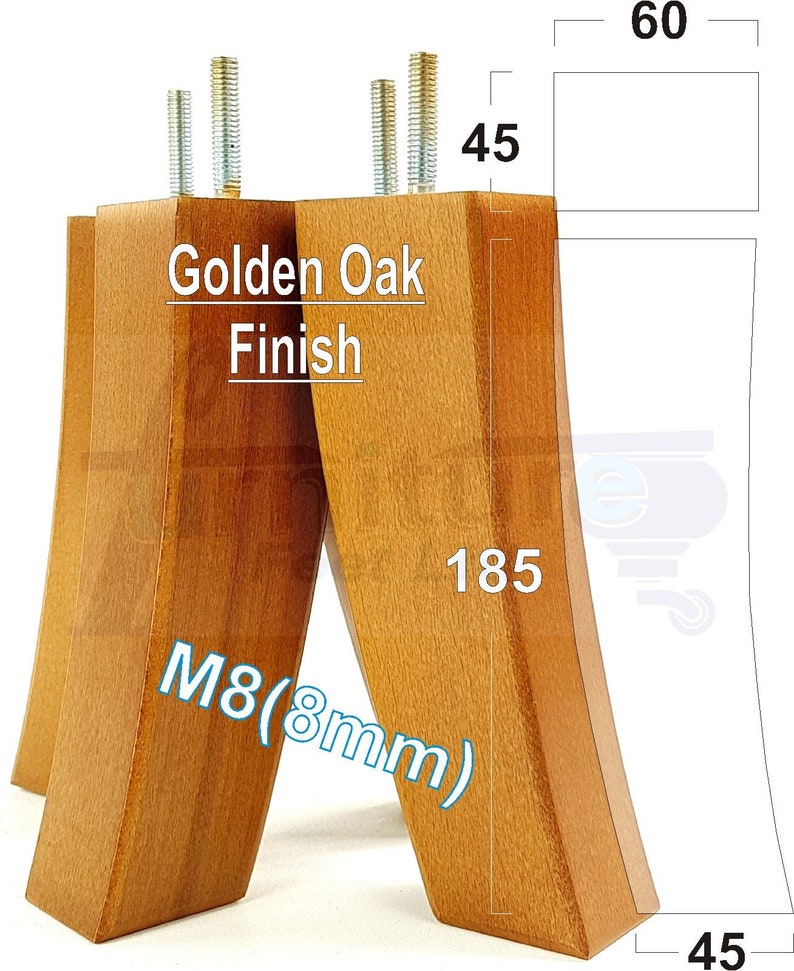 Curved Wooden Feet Solid Wood Furniture Legs Set of 4 Multiple Etsy