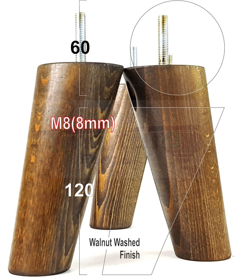 Solid Wood Furniture Feet Replacement Mid Century Retro Angled Etsy UK