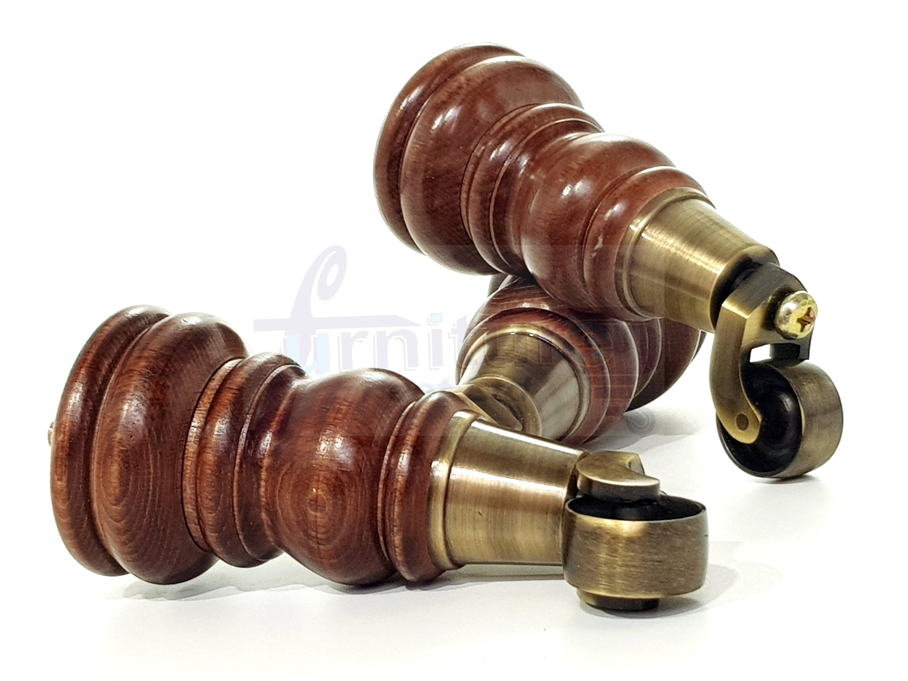 Solid Wooden Feet With Antique Castors Set of 4 Legs 155mm Etsy