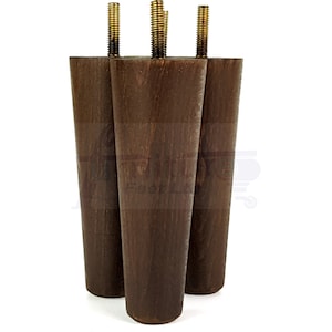 4x Solid Wooden Furniture Feet 80mm to 240mm High Antique Brown Retro Replacement Legs M8(8mm) Sofa Chairs Stools Cabinets Sofas Beds