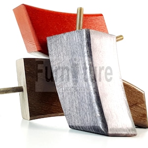 4x Solid Wood Block Curved Furniture Legs Replacment Feet 100mm High Chairs Stools Sofa Beds Settees Cabinets M8(8mm)