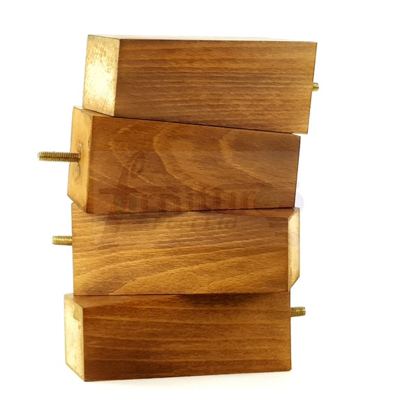 Patas de madera para muebles, torneadas, lisas, cónicas
