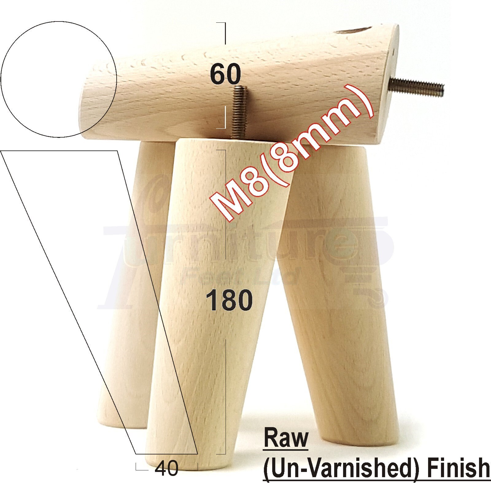 Solid Wood Angled Round Furniture Feet 100mm to 240mm High Mid Etsy UK