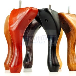 4 patas de madera estilo Reina Ana de 200 mm, pies de repuesto (M8)