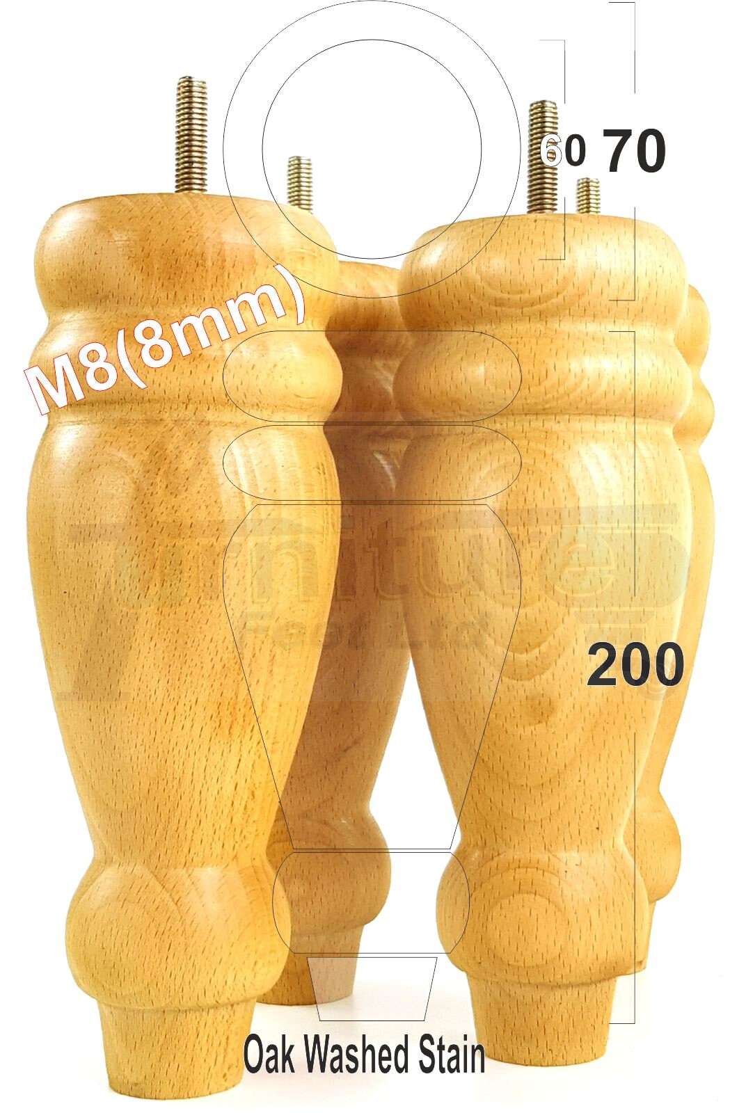 Wooden Furniture Feet Replacement Sofa Legs 200mm High for Etsy UK