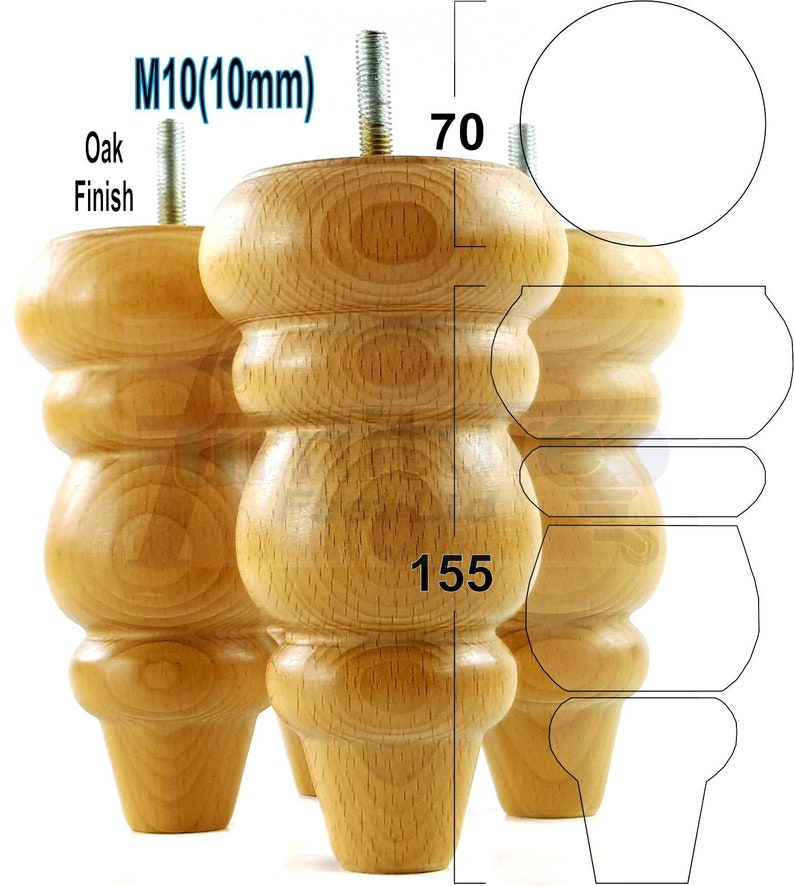Solid Wood Furniture Feet Replacement Legs 155mm High for Etsy Canada
