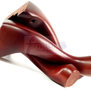 Solid Wood Furniture Feet 255mm High 4 Queen Anne Replacement Legs Mahogany Self Fix 10 Inches Chairs Stools Beds Sofas Cabinets