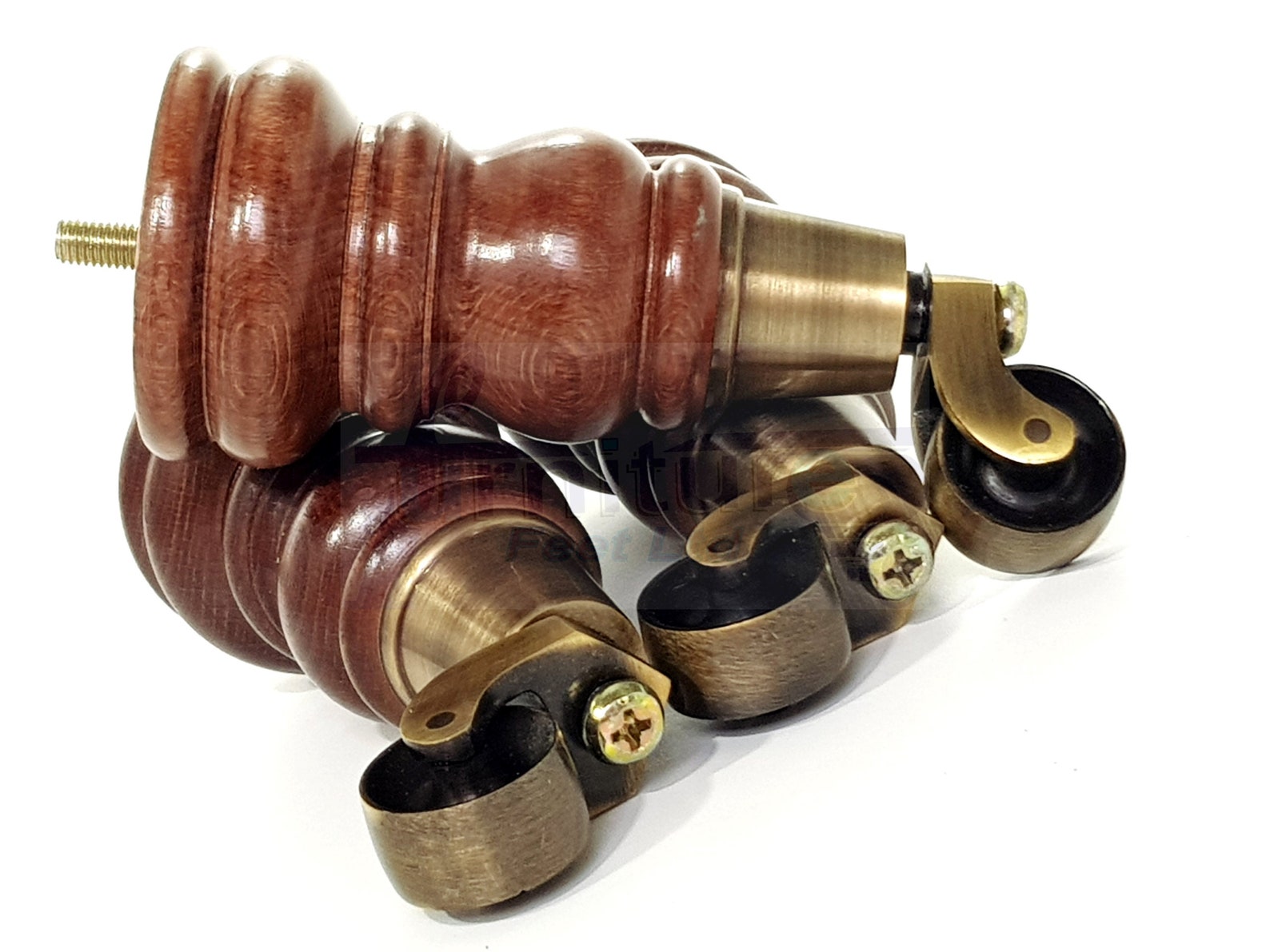 Solid Wooden Feet With Antique Castors Set of 4 Legs 155mm Etsy New