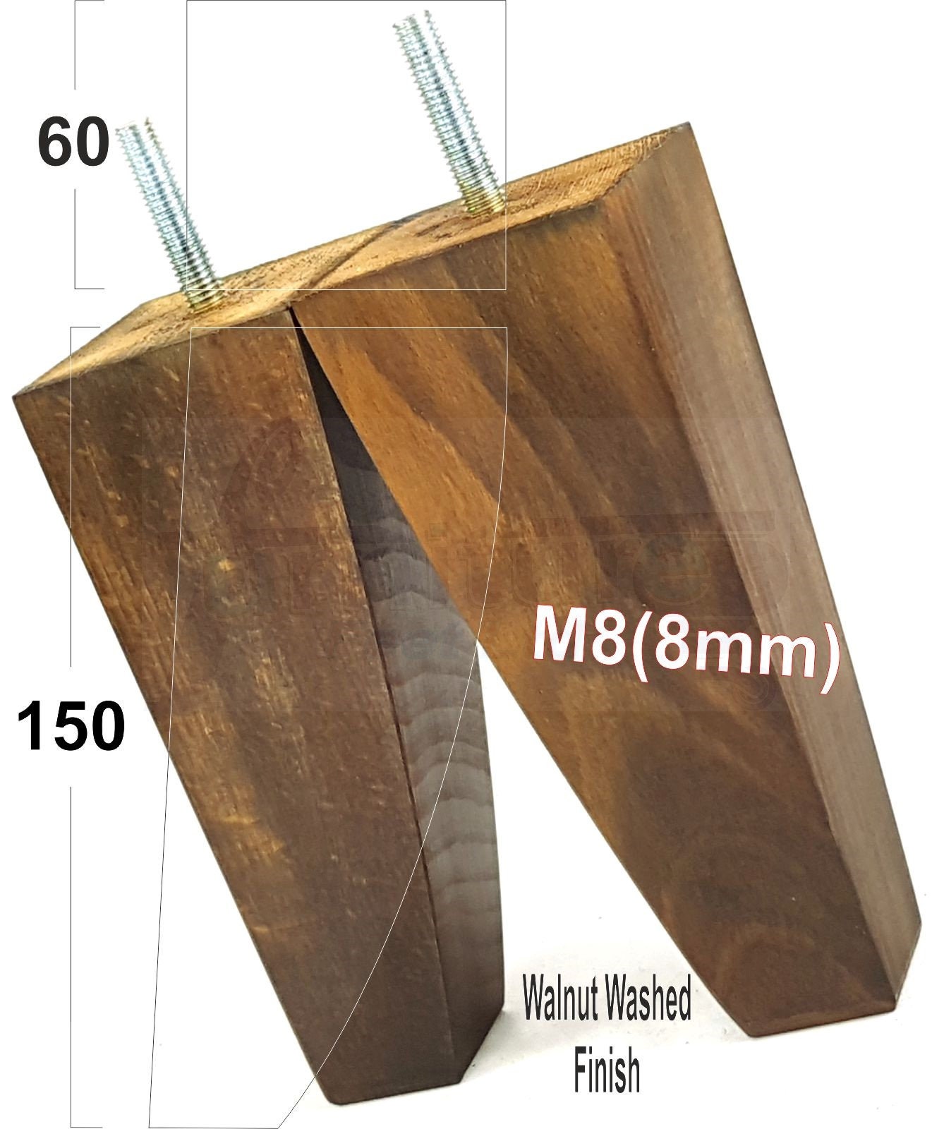 Solid Wood Block Feet Replacement Curved Furniture Legs 150mm High ...