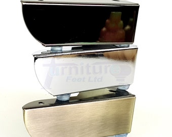 4 Corner Furniture Feet 50mm High Metal Legs Brass & Chrome For Sofas, Chairs, Stools, Cabinets, Beds Self-Fix Pre-Drilled