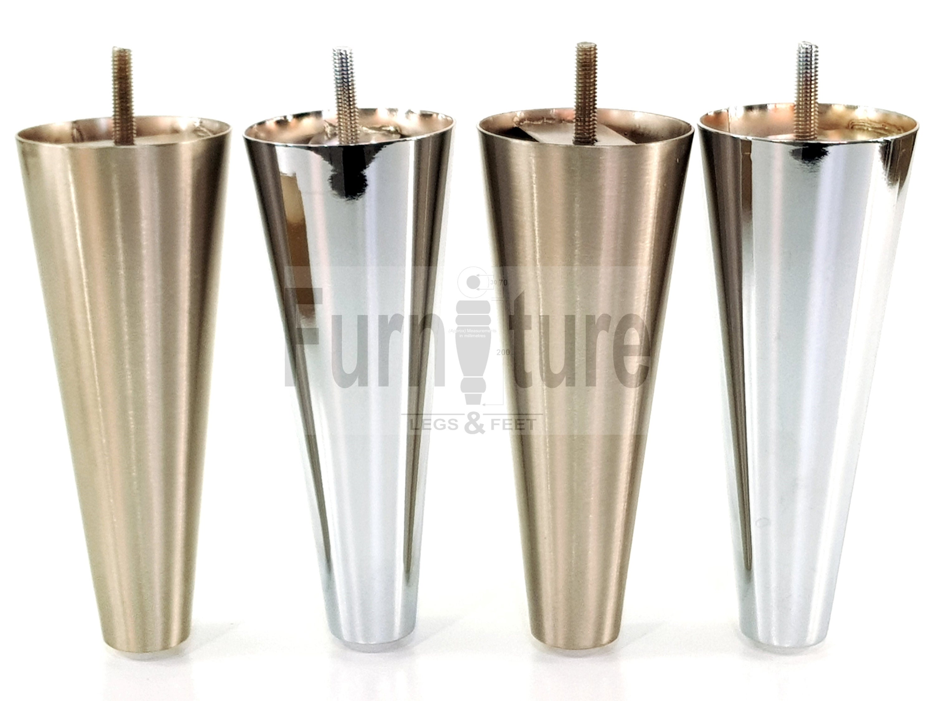 thumbnail image 2 of Brushed Satin Nickel Furniture Leg Extensions – Adjustable Round Feet – 2 Inch – Set Of 4 2 of 4