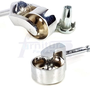 Castor Wheel Push Grip Neck Chrome Castors Wheels 32mm for Sofas, Beds, Table, Wardrobe, Settee etc