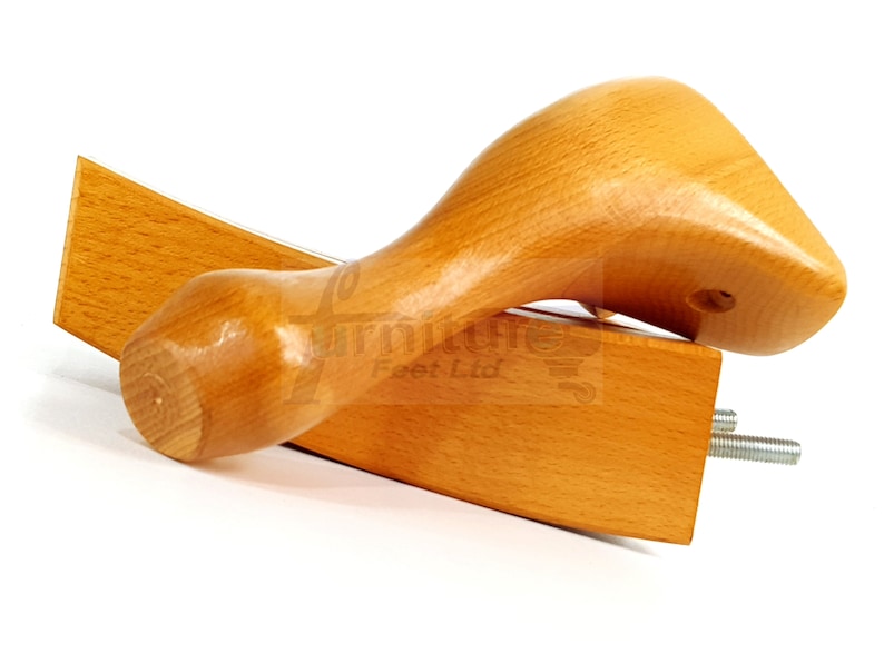 Solid Wood Furniture Feet 2 Vintage Queen Anne 8 Inches 200mm High Replacement Oak Finish Curved