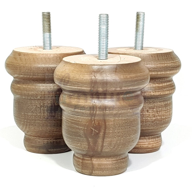 Solid Wood Turned Furniture Bun Feet Replacement Legs 85mm Etsy