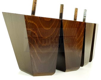 4 patas de repuesto para muebles con forma de bloque en ángulo cuadrado M8 de 100 mm y 4 pulgadas de alto, para sofá, silla, gabinete, taburete, color marrón antiguo