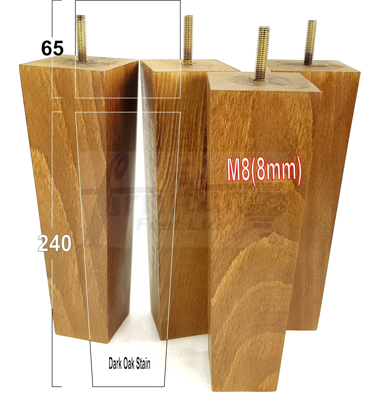 Wooden Furniture Leg Square Replacement Block Tapered Feet 100mm to ...