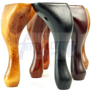 4x Solid Turned Wood Furniture Feet 150mm High Queen Anne Replacement Vintage Legs 6 Inch Stools Bed Sofa Settees Traditional Fireside Chair