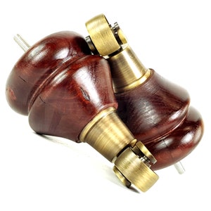 Set van 2 massief houten meubelpoten met antieke messing zwenkwielen van 140 mm hoog voor banken Stoelen Krukken Kasten en bedden M8