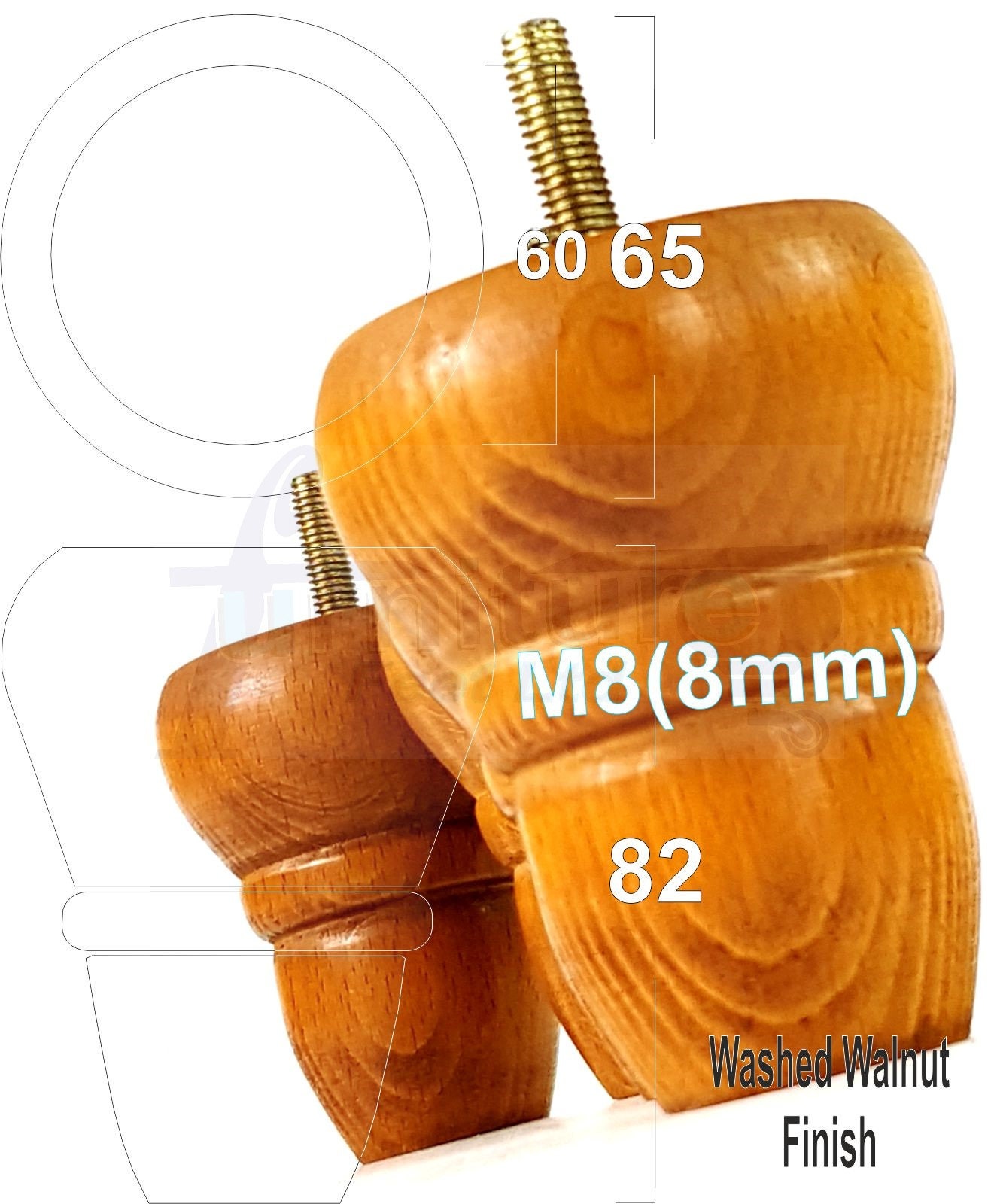 Solid Wooden Furniture Feet Solid Wood Replacemen Legs 82mm Etsy