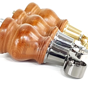 4 Turned Wood Furniture Feet With Castors Round Legs 140mm High Dark Oak Finish M8 Sofas Chairs Stools Cabinets & Beds 5.5 Inches High