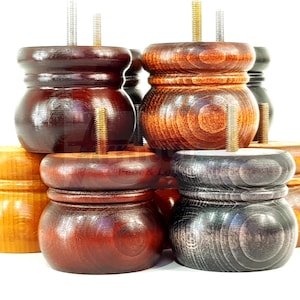 Massief houten bolpoten Vervangende gedraaide meubelpoten 60 mm hoog Meerdere kleuren Stoelen Krukken Slaapbanken Kasten M8 (8 mm) Set van 4