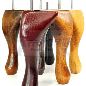 4 Solid Wood Furniture Feet 200mm High Vintage Queen Anne Replacement Legs M8 Chair Stools Bed Sofa Georgian Style 8 Inches Multiple Colours