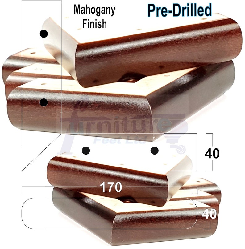 Solid Wood Furniture Legs Replacement Corner Feet 40mm High Etsy UK