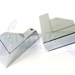 4 Metal Furniture Feet Chrome Finish Replacement Corner Legs 40mm High