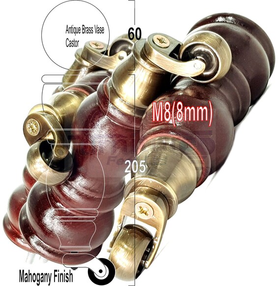 Piedini per mobili in legno massello tinto rovere scuro Gambe di ricambio  da 120 mm a 200 mm Sedie alte Sgabelli Divani letto Divani e armadi M8 8 mm  Set di 4 -  Italia