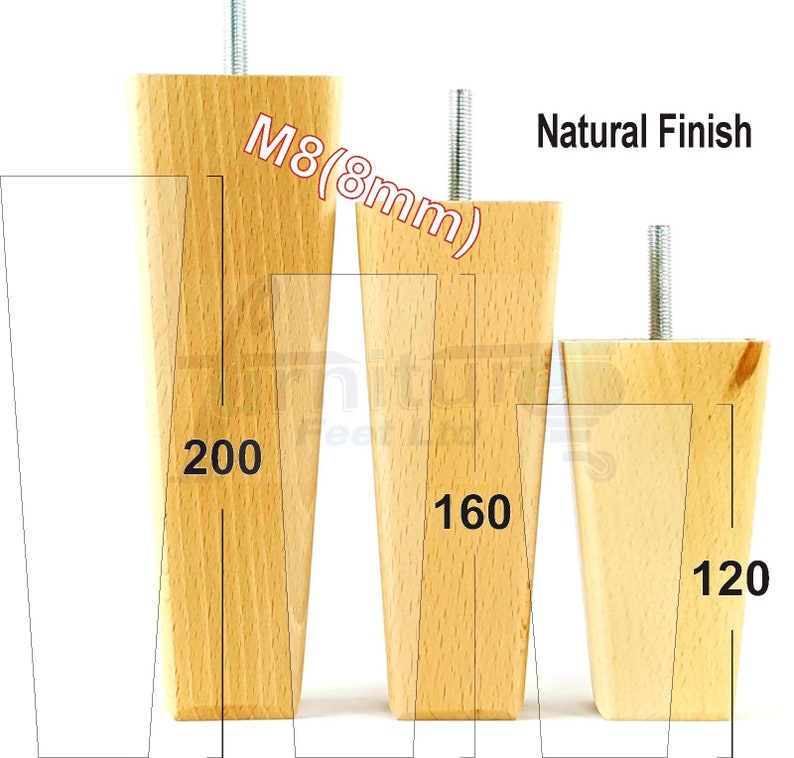 Natural Solid Wood Furniture Feet Replacement Legs 120mm to Etsy UK