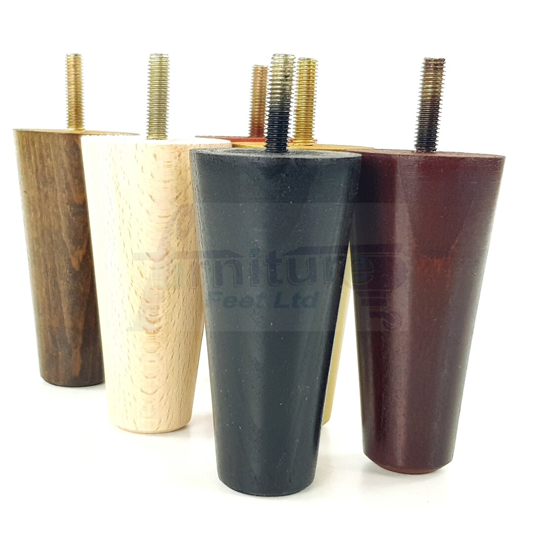 Turned Solid Wood Round Furniture Feet Replacement Mid Centry Retro