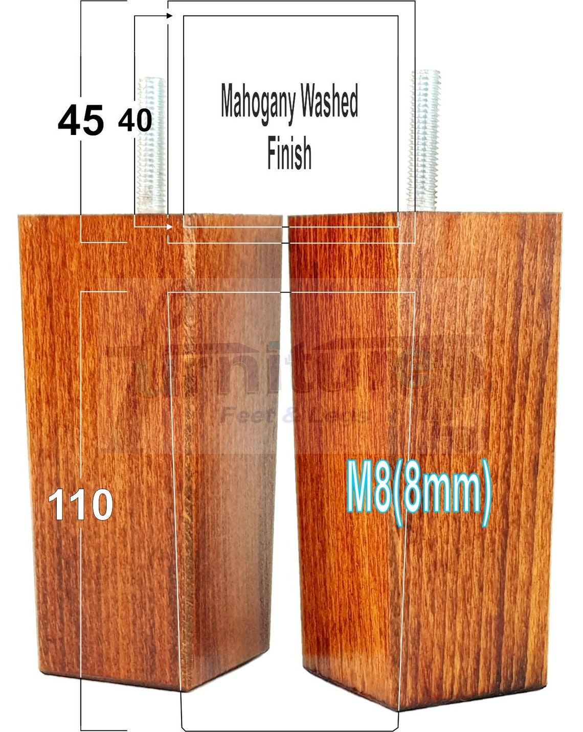 Solid Wood Furniture Feet Replacement Legs 40mm High for Etsy