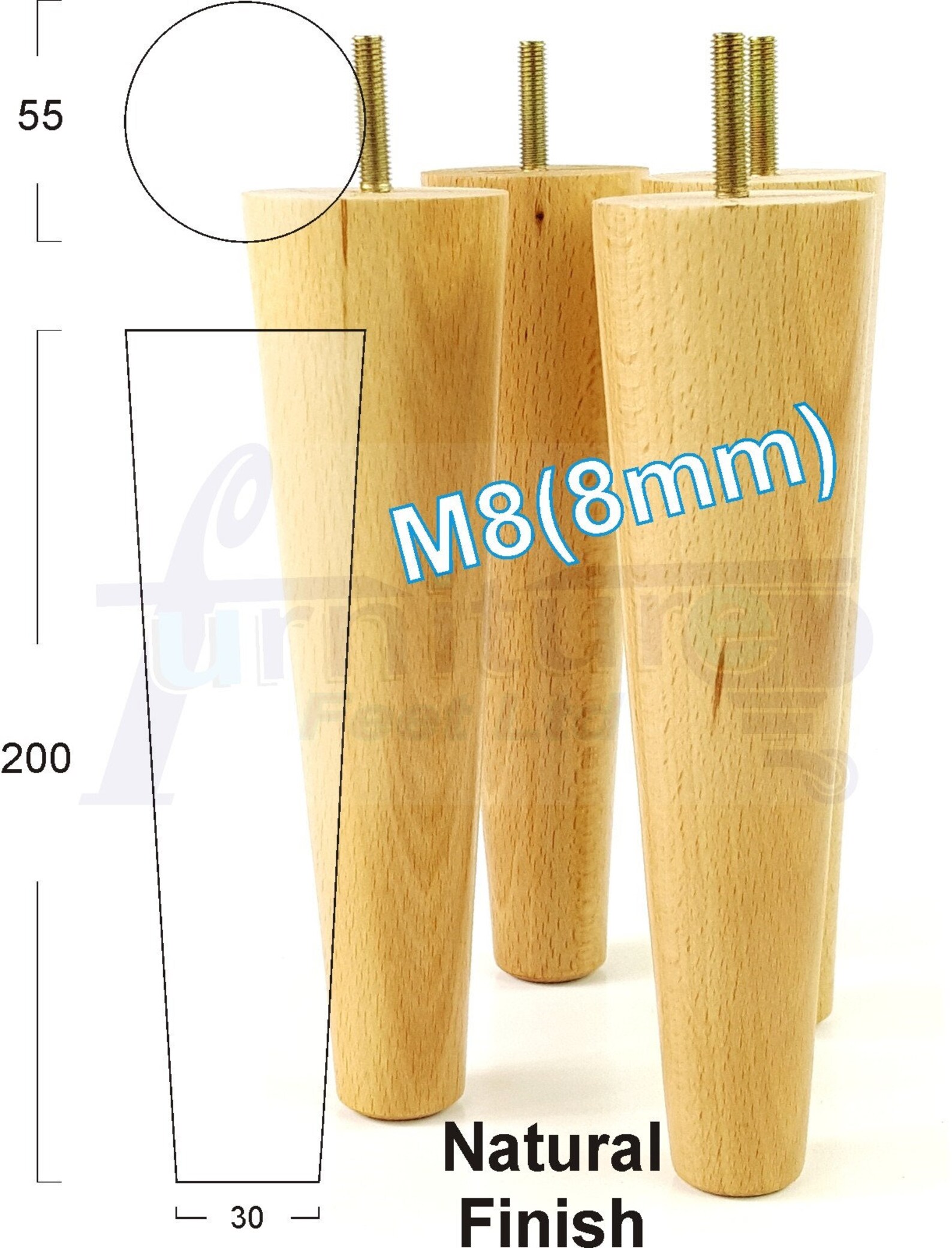 Turned Solid Wood Round Furniture Feet Replacement Mid Centry Etsy UK