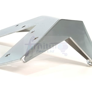 May include: Silver metal corner brace with multiple holes for attaching furniture pieces.