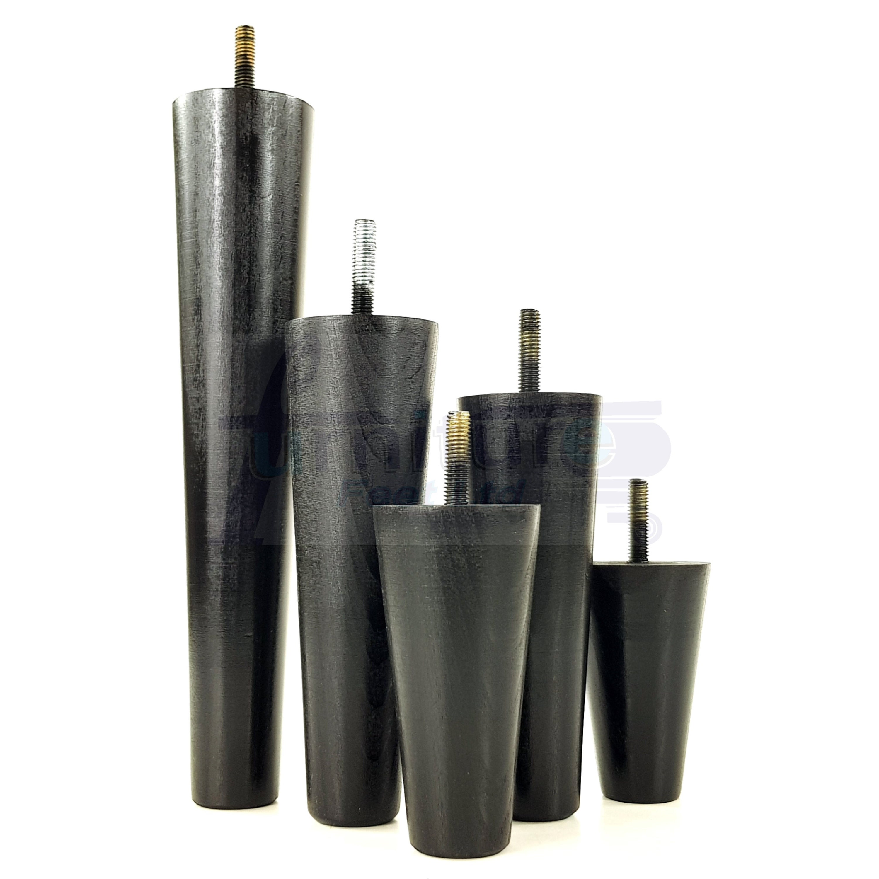 4 Round Black Solid Wood Turned Furniture Feet 100mm to 240mm Etsy UK