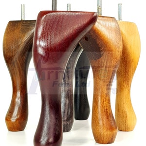 4x Solid Turned Wood Furniture Feet 150mm High Queen Anne Replacement Vintage Legs 6 Inch Stools Bed Sofa Settees Traditional Fireside Chair