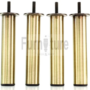 Metal Furniture Feet Brushed Antique Brass Finish Furniture Legs 150mm High For Sofa Chairs Stools Beds Cabinets M8 (8mm) Set of 4